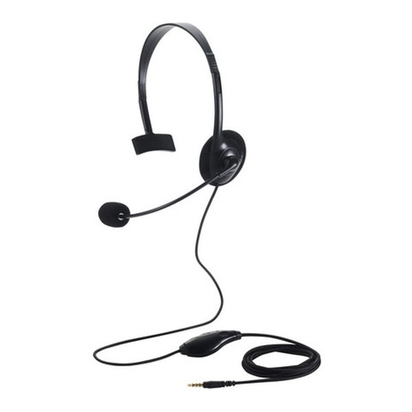 HS-HP14MTBK ELECOM ブラック [ヘッドセット (マイク付き ヘッドホン 有線 3.5mm 4極接続 片耳 オーバーヘッド 軽量 小型 ミュート機能)]