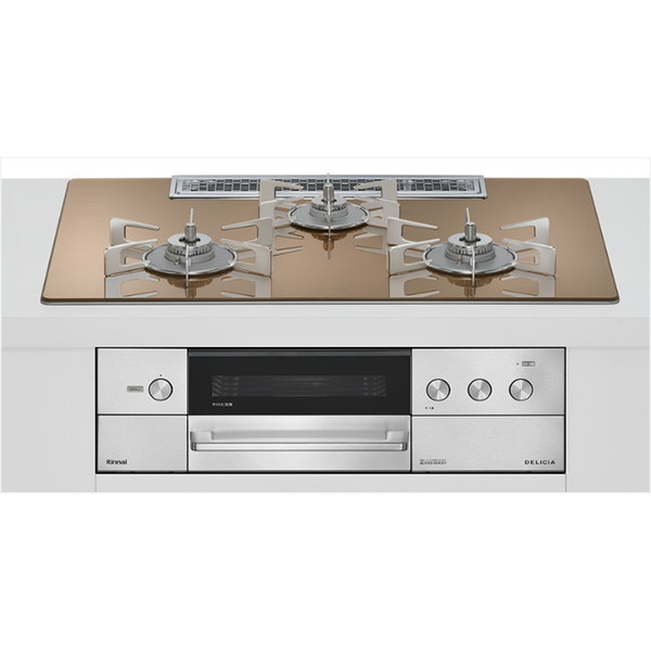 RHS72W38M12RCSTW-13A Rinnai スパークリングカッパー DELICIA [ビルトインガスコンロ(都市ガス用・両側強火タイプ・3口・75cm)]