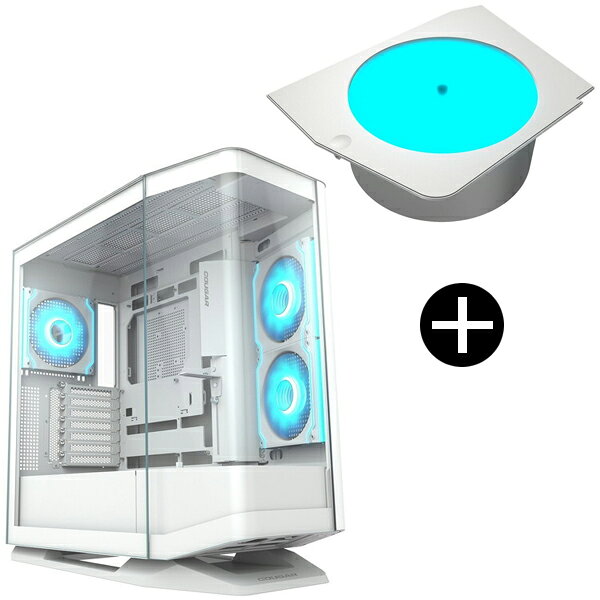 COUGAR CGR-58M6W-RGB FV270 RGB White ホワイト PCケース + CGR-58M6W-LRP FV270 LUMINOUS ROTATING PLATFORM White ホワイト FV270シリーズ専用オプションパーツ【KK9N0D18P】