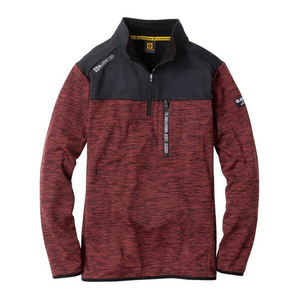G9178 レッド XL コーコス 光発熱 ハーフZIP [長袖]