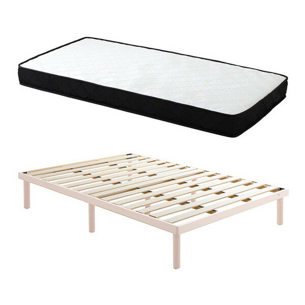 ASP-SRM-D パイン材高さ2段階調整脚付きすのこベッド ポケットコイルマットレスセット(ダブル) ホワイトウォッシュ/ホワイト ホームテイスト メーカー直送 [2]