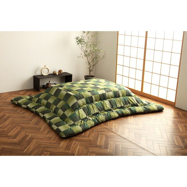 こたつ布団 イケヒコ・コーポレーション 1161050120303 長方形 単品 和柄 市松模様 グリーン 約205×285cm メーカー直送 [2]