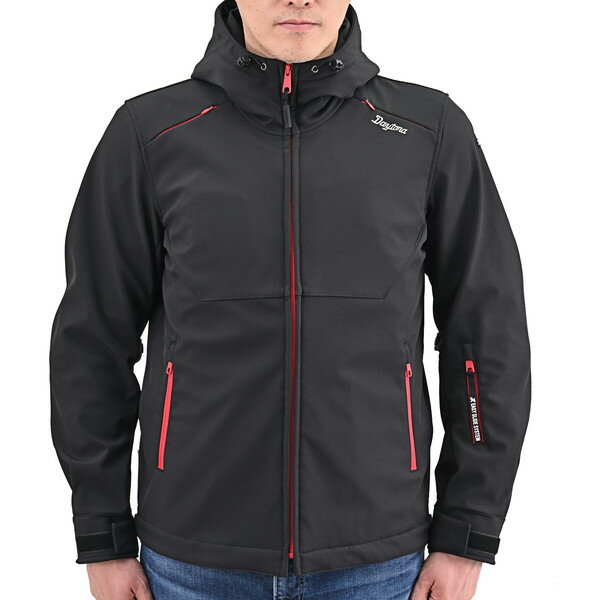 D48630 ジャケット 春秋冬 イージーソフト シェルパーカー DJ-017 ブラック/レッド XLサイズ デイトナ