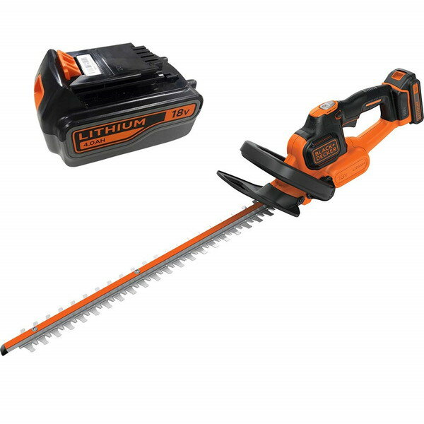 楽天総合通販PREMOA 楽天市場店ブラック・アンド・デッカー（BLACK＆DECKER） GTC18504PC [コードレスヘッジトリマー（18V 4.0Ah リチウム電池付属）] 剪定 DIY ガーデニング 園芸用品 充電式 二重スイッチ方式 ステンレス刃 保護メガネ付き