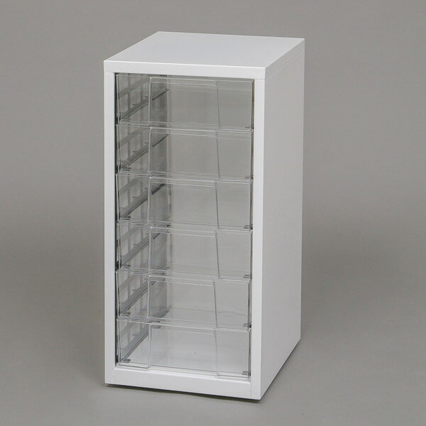 商品説明★ 深型6段タイプのスチール製フロアケースです。★ 底面に付いているネジ式のアジャスターで、ガタツキが無いよう高さ調節ができます。★ 別売のキャスター(SFE-4C)を取り付けることができます。★ グリーン購入法適合商品です。スペック* 引出内寸(約):234×310×82mm* 耐荷重(約):全体25kg、天板10kg、引出1段あたり2.5kg