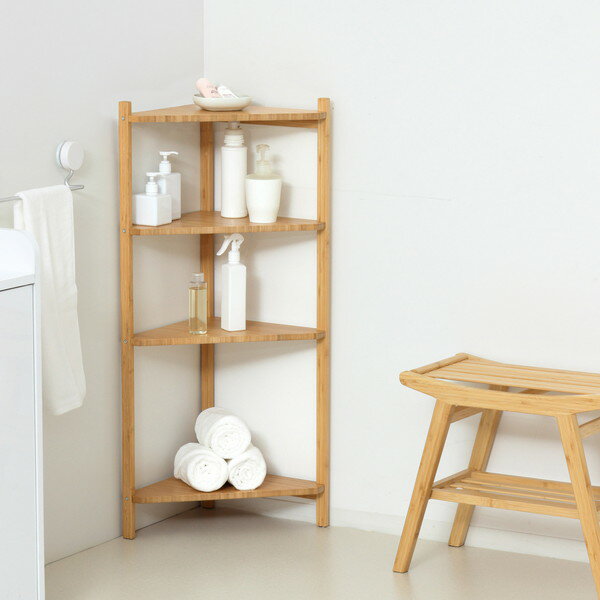 23556 Bambooコーナーラック4段 ナチュラル クロシオ メーカー直送