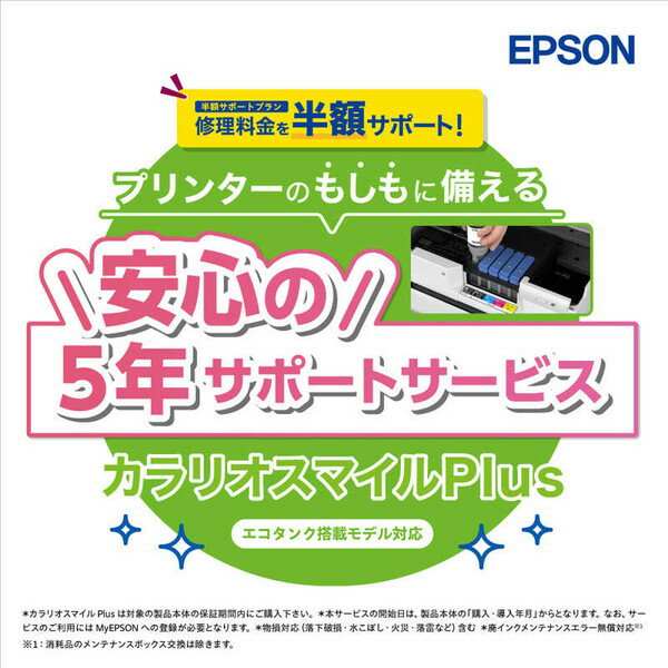 【エントリーでP5倍!20日20:00-27日1:59】 カラリオスマイルPlus 半額サポートプラン エプソン EPSON SL50TD5R エコタンク搭載モ...
