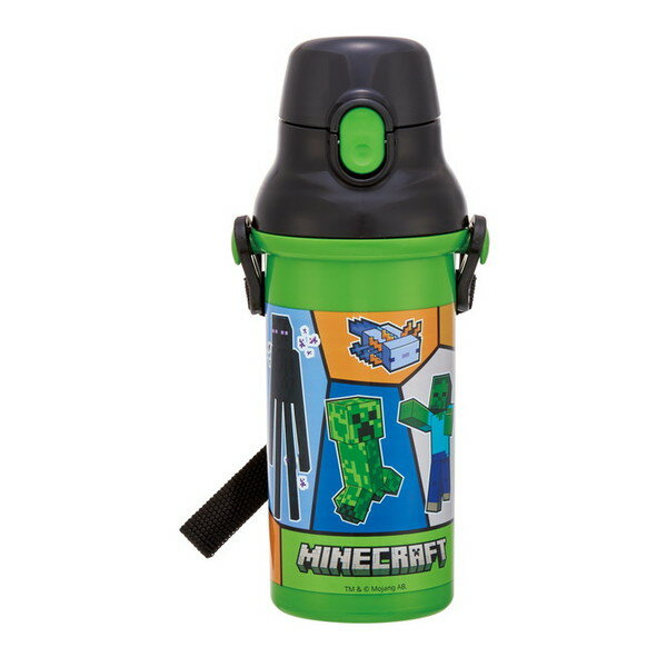 PSB5SANAG マインクラフト 25 Minecraft スケーター [水筒 (子供用 プラスチック 480ml ワンプッシュ開閉 抗菌 子供に優しい 軽量 抗菌加工 男の子 日本製)]