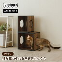 ルミナス 積み重ねられる穴あきボックス ブラウン ボックス 収納ボックス カラーボックス 穴あき キャットタワー 収納 ペット家具 ペット 猫 ディスプレイ トンネル 傷に強い 組み合わせ 積み重ね アニテリア インテリア おしゃれ ドウシシャ ANIN-BR(4)