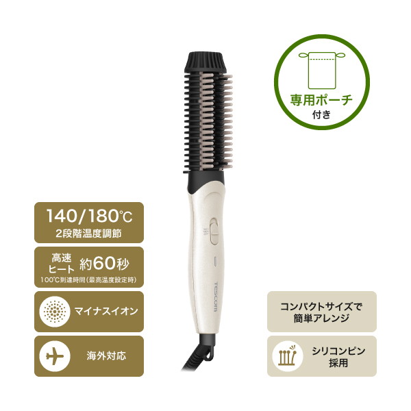 TB460A-W TESCOM ホワイト [TESCOM マイナスイオン コンパクトブラシアイロン]