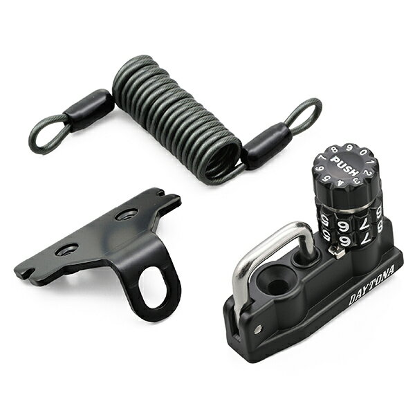 D49171 ヘルメットロック ミラー用(M10) ワイヤーロック(1200mm)付属 ヘルメットホルダー ダイヤルタイ..