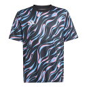 アディダス サッカー 半袖 トレーニング ジャージー キッズ ブラック/ブルーバースト/ブリスピンク J140 JVV11 JL9525 ADIDAS