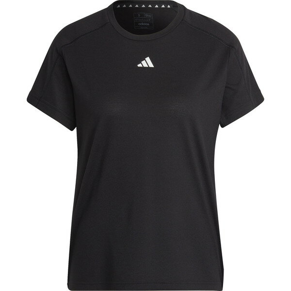 アディダス ランニングシャツウィメンズ AEROREADY トレイン エッセンシャルズ ミニマル ロゴ クルーネック半袖Tシャツ ブラック J/L NEN26 HR7795 ADIDAS