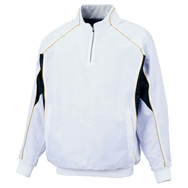 ゼット 野球ウエア 中綿ハーフジップジャンパー ホワイト×ブラク O BOV450A 1119 ZETT