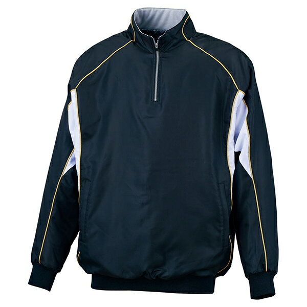 ゼット 野球ウエア 中綿ハーフジップジャンパー ブラック×ホワイト 2XO BOV450A 1911 ZETT