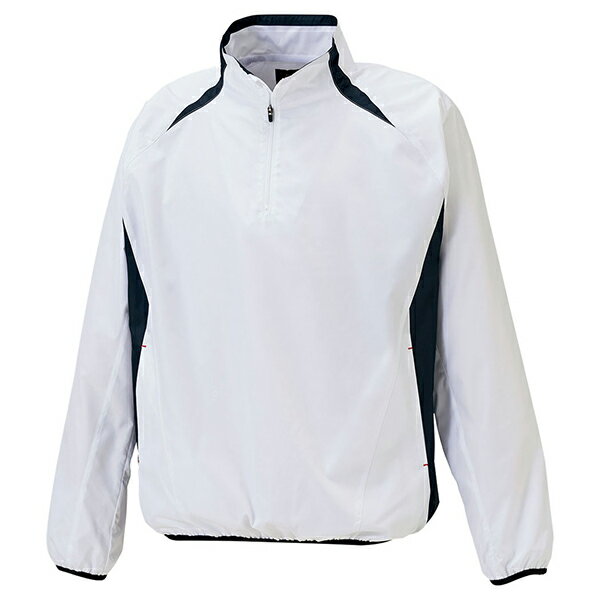 ゼット 野球ウエア 長袖ハーフジップジャンパー ホワイト/ネイビーA S BOV335 1129A ZETT