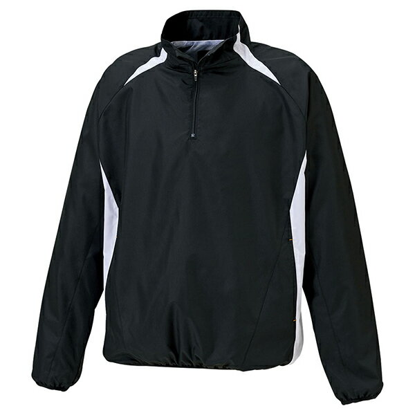 ゼット 野球ウエア 長袖ハーフジップジャンパー ブラック/ホワイトA O BOV335 1911A ZETT