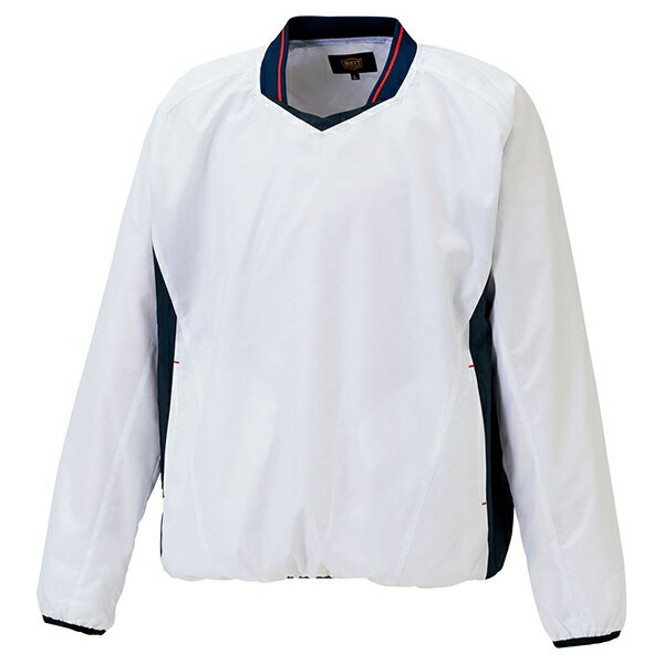 ゼット 野球ウエア 少年用 長袖Vネックジャンパー ホワイト/ネイビーA 140cm BOV331J 1129A ZETT