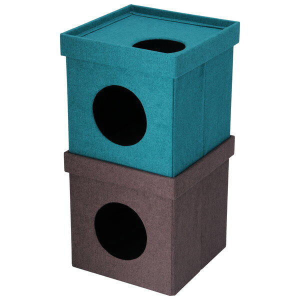 53712 ペットハウスキューブ2段 BL/BR 不二貿易 メーカー直送