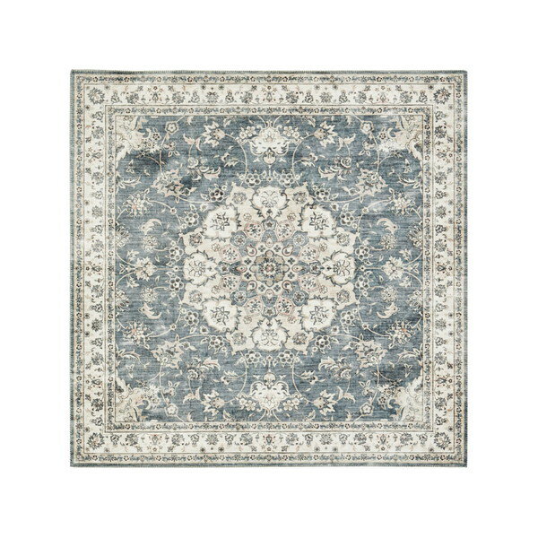 240627013 アンティーク絨毯風プリントラグ カメオ 230×230 グレー 萩原 メーカー直送