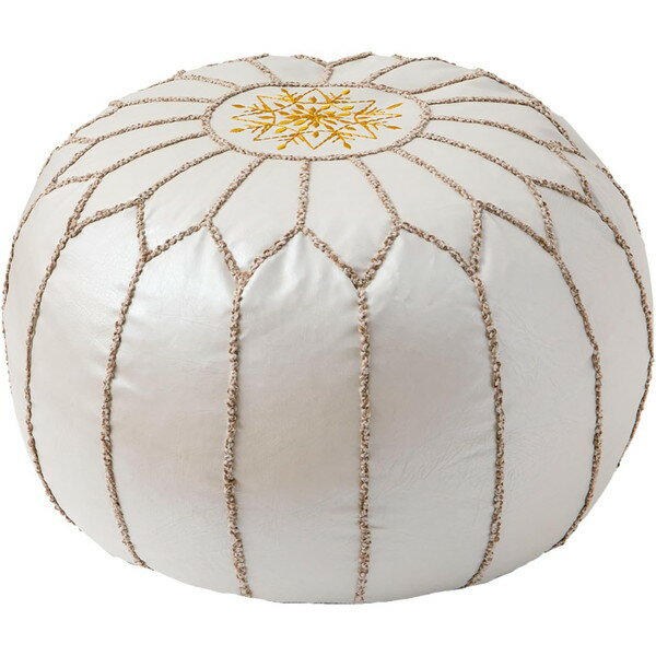 商品説明★ フェイクレザーにモロッカンデザインの刺繍を施したおしゃれなプフ。ころんとしたフォルムが特徴的なプフは、お部屋に置いておくだけでかわいいインテリアアイテムです。スツールとして座ったり、サイドテーブルや肘掛け、オットマンとしてなど使...