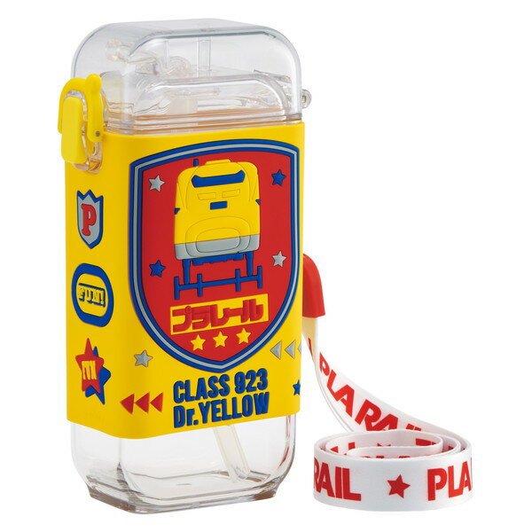 儿童用水壶 - PSQ5ST ドクターイエロー スケーター [スクエア ストロー ボトル 水筒 M 450ml ワンプッシュ カバー付 ショルダーベルト付]