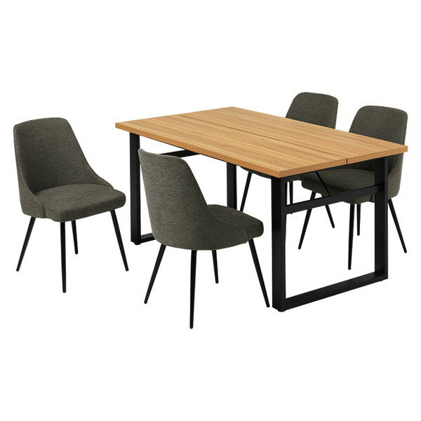 LT-4771NA-60DGY-5S 萩原 ナチュラル/ファブリックダークグレー [ダイニング5点セット] メーカー直送