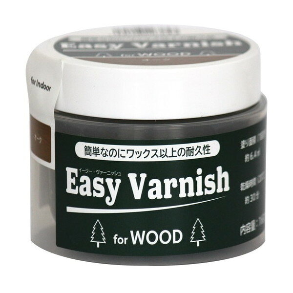 商品説明★ ワックス以上の耐久性があり木質感を活かすペースト状ニスです。★ スポンジ・ウエス・ウエットティッシュ(水99%以上のもの)で簡単に塗ることができます。★ 塗装に不慣れなDIY初心者や手間を掛けずに塗装したいDIY中級者にお勧めです。★ 塗り面積(1回塗り)：約6.4m2(タタミ約3.5枚分)★ 乾燥時間：約30分(20℃)★ 用途：屋内未塗装木部(木工作品・家具・建具等)の着色や保護。スペック* 商品サイズ: 8.8×8.8×6.1cm* 内容量: 160g* 生産国: 日本
