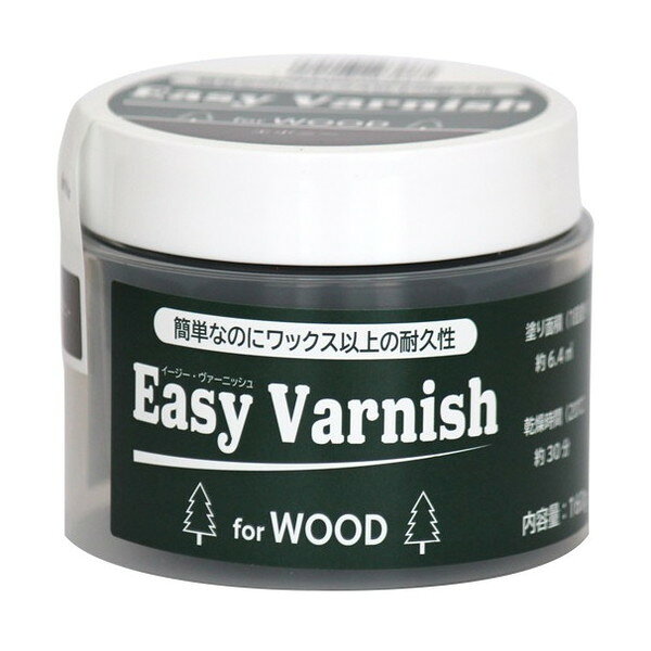 商品説明★ ワックス以上の耐久性があり木質感を活かすペースト状ニスです。★ スポンジ・ウエス・ウエットティッシュ(水99%以上のもの)で簡単に塗ることができます。★ 塗装に不慣れなDIY初心者や手間を掛けずに塗装したいDIY中級者にお勧めです。★ 塗り面積(1回塗り)：約6.4m2(タタミ約3.5枚分)★ 乾燥時間：約30分(20℃)★ 用途：屋内未塗装木部(木工作品・家具・建具等)の着色や保護。スペック* 商品サイズ: 8.8×8.8×6.1cm* 内容量: 160g* 生産国: 日本