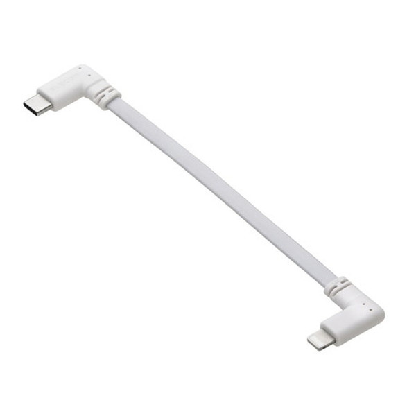 MPA-CLLL01WH ELECOM iPhone充電ケーブル ( USB-C to ライトニングケーブル ) 短い 0.1m PD対応 L字 フラット MFi認証 急速充電 ホワイト