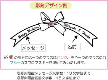 【送料無料!】名入れペアワイングラス【名入れグラス,ペア,セット,ギフト,彫刻,スワロフスキー,スワロデコ,名前入り,デコシャン】【退職祝い,結婚祝い,内祝い,お祝い,サプライズ,贈り物,両親,還暦祝い,敬老の日,カップル】【リボンデザイン】