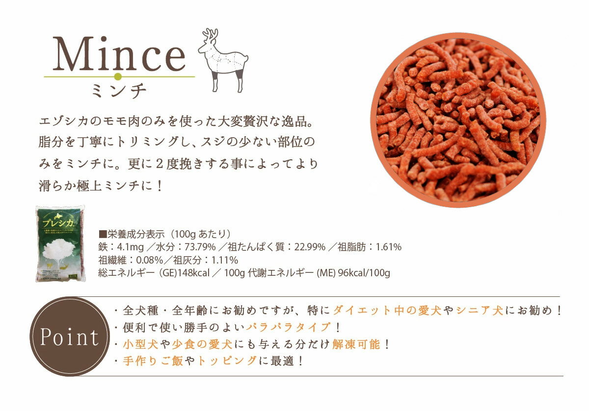 鹿肉 ドッグフード 選べる8袋セット 小分けタイプ 北海道産 鹿肉 犬用 生肉 ドッグフード 無添加 ジビエ ペットフード ご飯 ごはん おやつ 餌