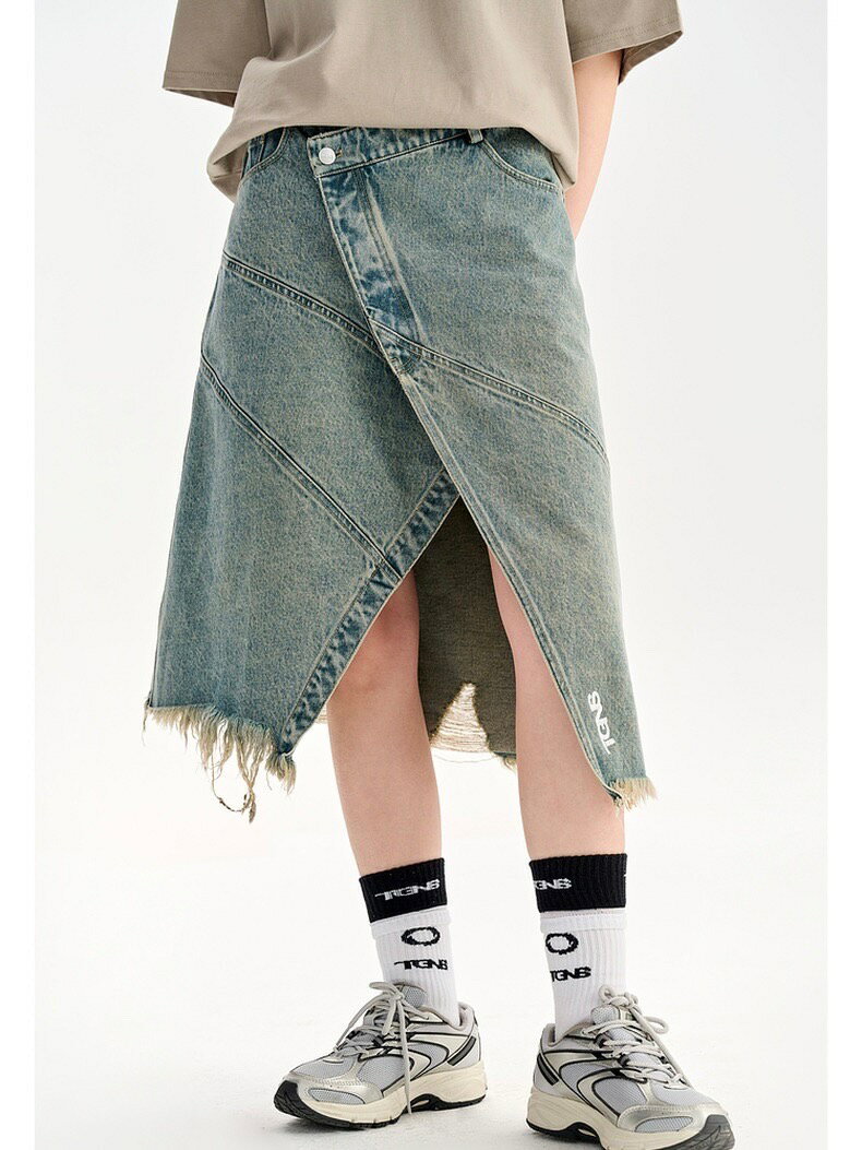 正規品 【 TGNS water washed denim skirts 】 ツーガンズ ウオーターウォッシュデニムスカート スカート デニム デニムスカート ミデ..