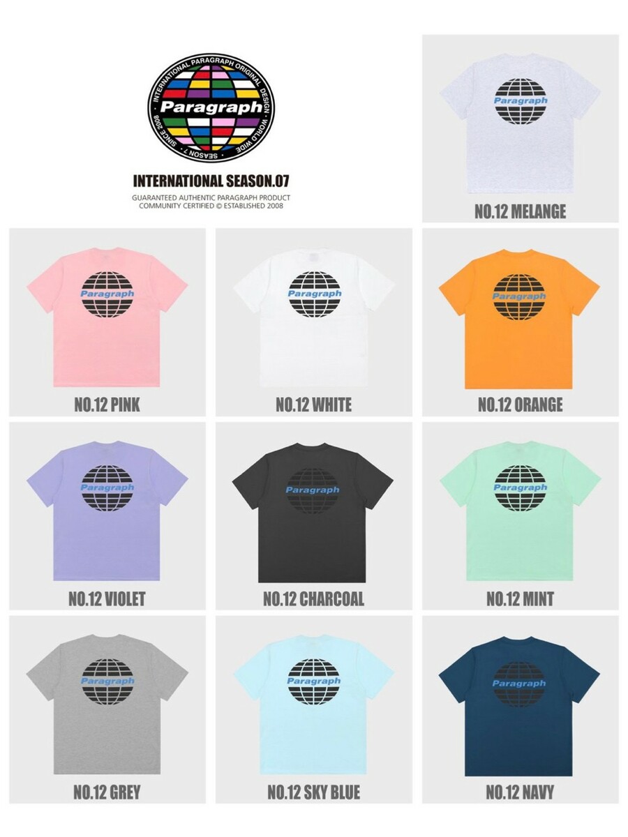 【SALE】正規品【 PARAGRAPH 】 パラグラフ 012 WORLD LOGO T-SHIRT 韓国 韓国ブランド 韓国ファッション ユニセックス メンズ レディース ストリート Tシャツ シャツ Pressing pressing プレッシング プレッシングウェブショップ