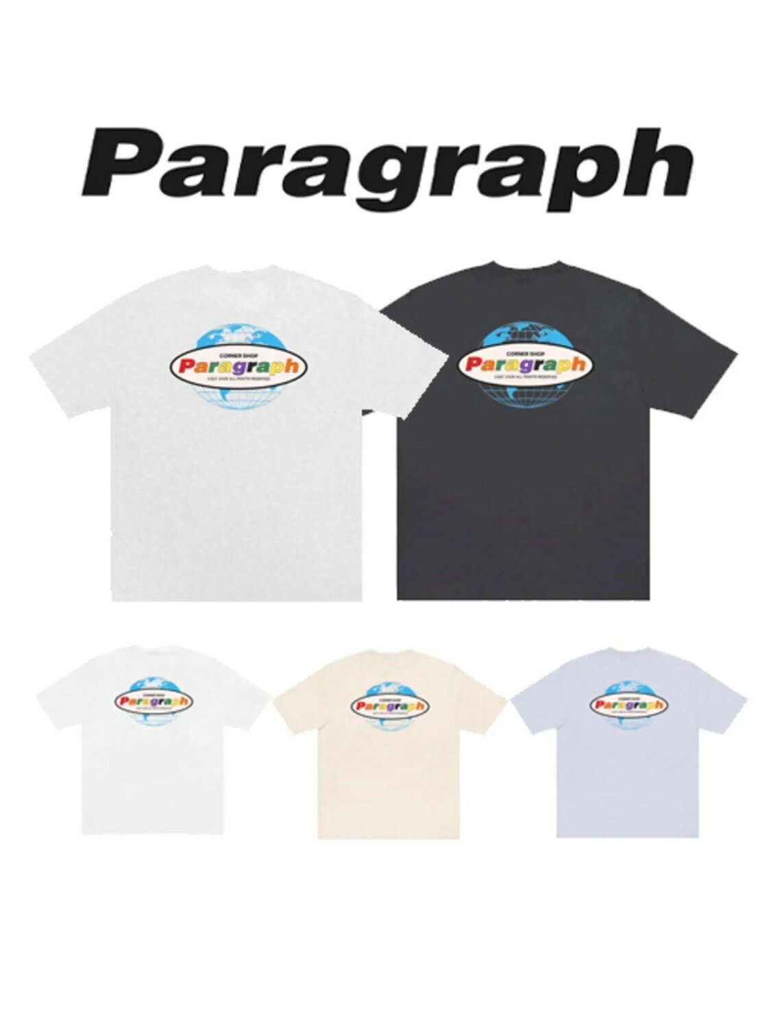 正規品【 PARAGRAPH 037 COLORFUL LOGO WORLD TEE 】 パラグラフ オーバーサイズ Tシャツ 半袖　半袖トップス ロゴT 秋服 冬服 春服 夏服 プレッシング プレッシングウェブショップ