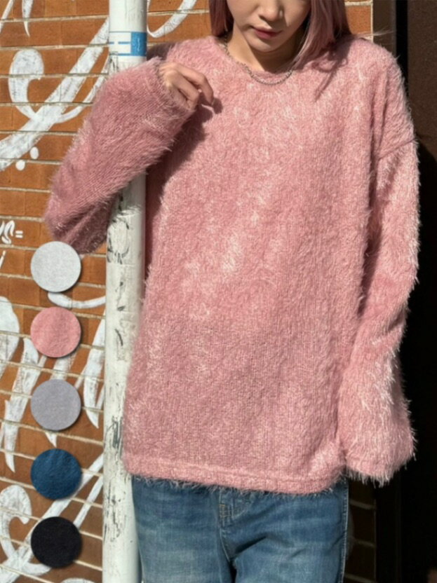 ʡ Chikashitsu + shaggy knit (5color)  ĥץ饹 ȥåץ ˥å ˥åȥƥ ˥åȥȥåץ С...