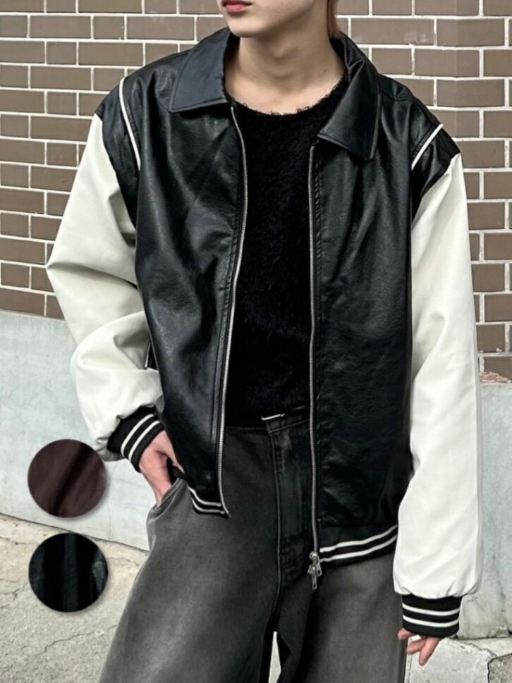 乐天商城 - 正規品【 Chikashitsu + leather piping jacket (2color) 】 チカシツプラス ジャケット アウター ブルゾン レザー レザーアイテム レザージャケット レザーブルゾン 羽織り Pressing pressing プレッシング プレッシングウェブショップ