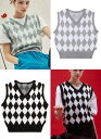 【SALE】正規品 【 NASTY FANCY CLUB 】 ナスティファンシークラブ V-NECK ARGYLE KNIT VEST 韓国 韓国ブランド レディースブランド 韓国ファッション レディース 原宿 ストリート ベスト ショート丈 Pressing pressing プレッシング プレッシングウェブショップ