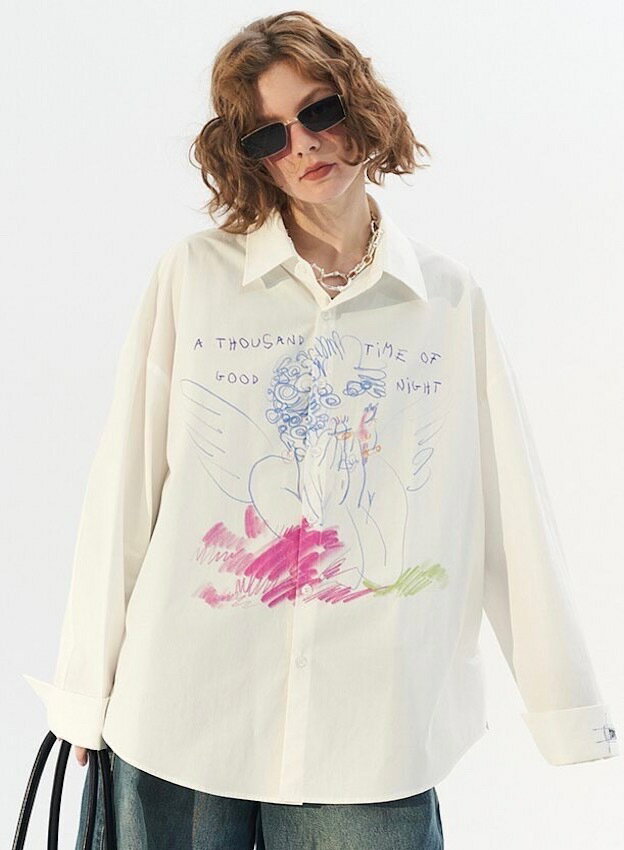 売れ筋ランキングも掲載中 オーバーサイズの中にあるアーバンストリートテイストを華麗に演出しアジアンストリートスタイルをリードしている台湾ブランド 正規品 モディテック Angel Paint Shirts メンズ レディース ユニセックス オーバーサイズ ストリート 台湾