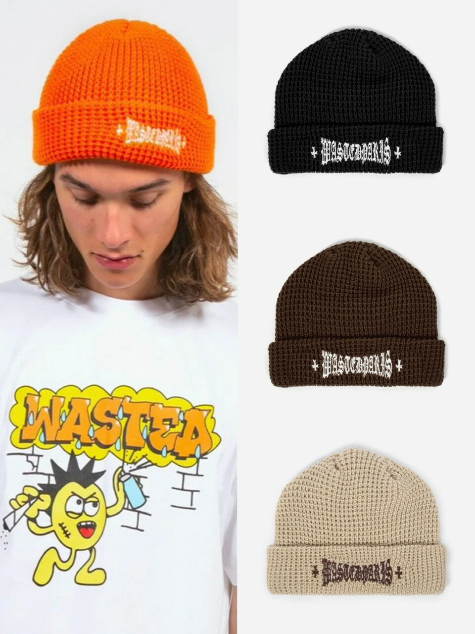 正規品【 WASTED PARIS Beanie Waffle London Cross 】 ウェイステッドパリス ビーニー ビーニー帽 帽子 ロゴ ブランドロゴ ロゴビーニー プレッシング プレッシングウェブショップ vandy the pink tripp nyc unknown london oy supplier unknown ガルフィー ガルフィ