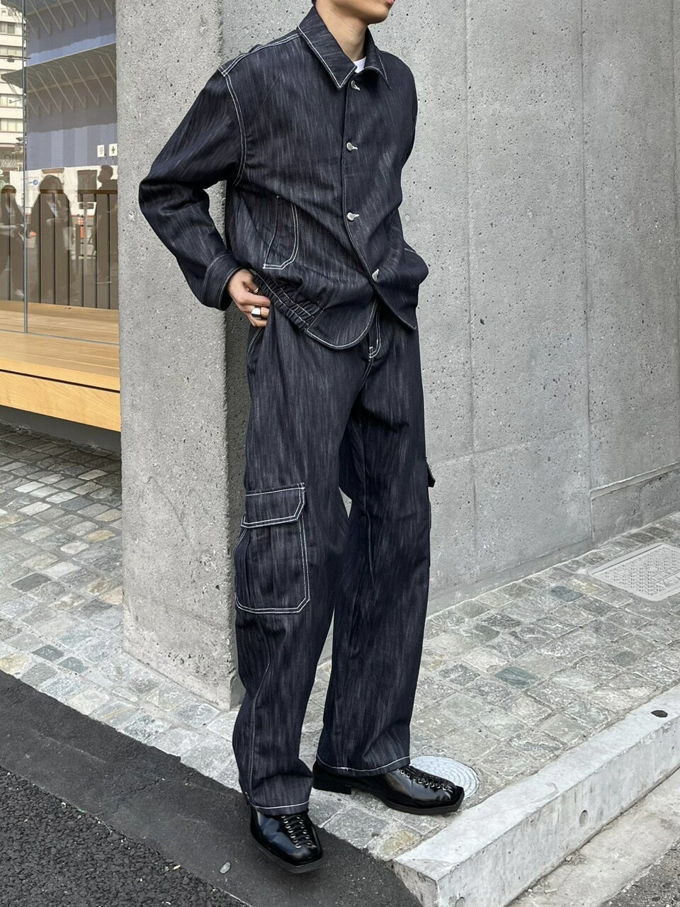 乐天商城 - 正規品 【 Chikashitsu + set up denim cargo pants 】 チカシツプラス セットアップデニムカーゴパンツ デニム デニムパンツ セットアップ カーゴパンツ オールシーズン Pressing pressing プレッシング プレッシングウェブショップ vandy the pink tripp nyc unknown
