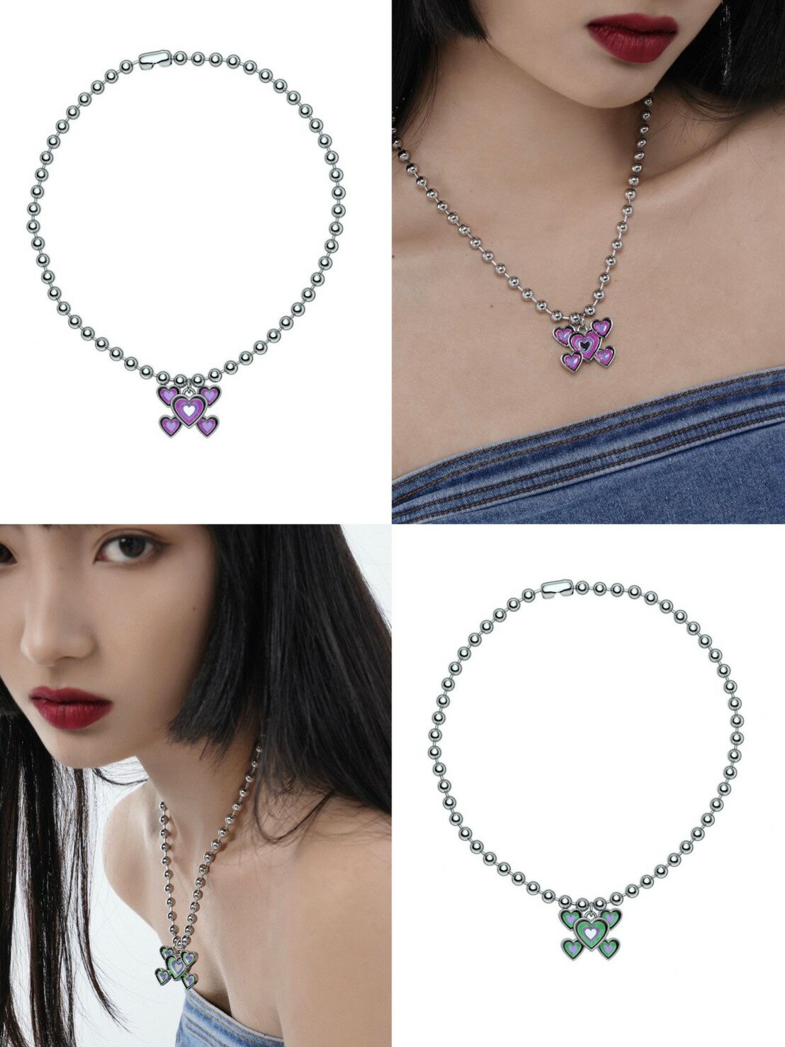 正規品【 LURS LURS Drop color love steel bead necklace 】 ラース ネックレス アクセサリー シルバー 中国 中国ブランド 中国ファッション 原宿 ストリート BTS EXO K-POP アイドル着用 Pressing pressing プレッシング プレッシングウェブショップ