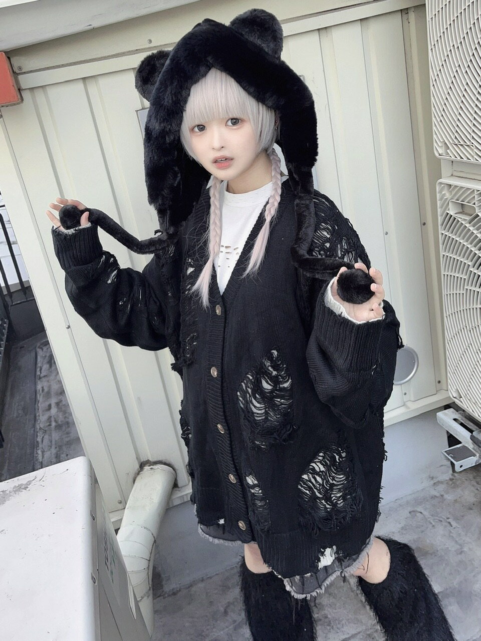 �����ʡ� XU design damage knit cardigan(2color) �� ���å����桼 �˥å� �����ǥ����� �˥åȥ����ǥ����� ���᡼���ù�...