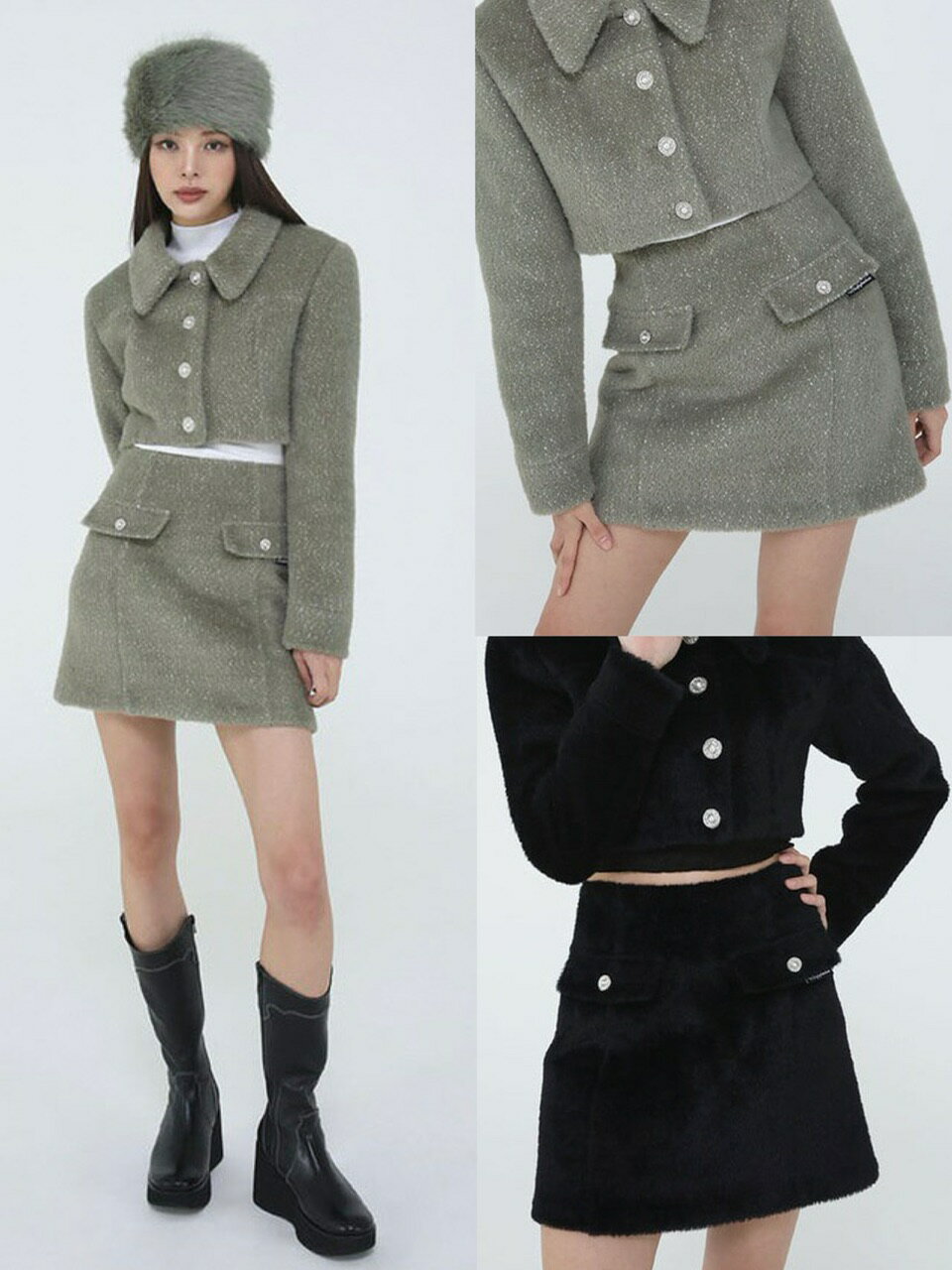 乐天商城 - 正規品【 Uglyshadow ANGORA SKIRT 】 アグリーシャドウ アグリーシャドー ミニスカート タイトスカート スカート ショート丈 秋服 冬服 セットアップ 別売り バラ売り セットアップ対応 Pressing pressing プレッシング プレッシングウェブショップ