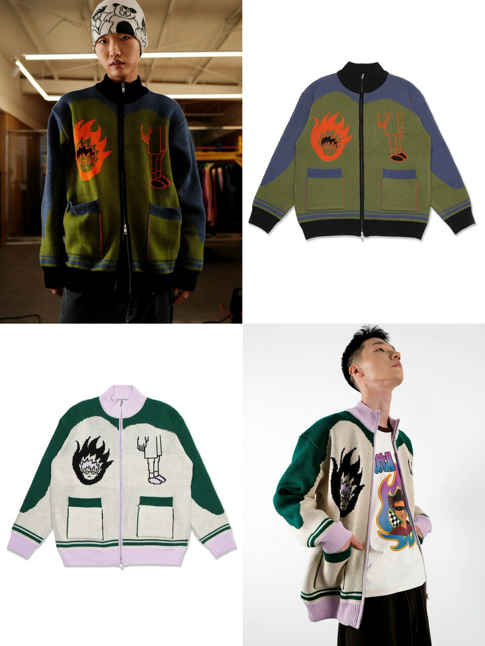 正規品【 YOUTHBATH Fire Knit Cardigan Jumper 】 ユースバス ニット セーター 長袖トップス カーディガン ニットカーディガ...