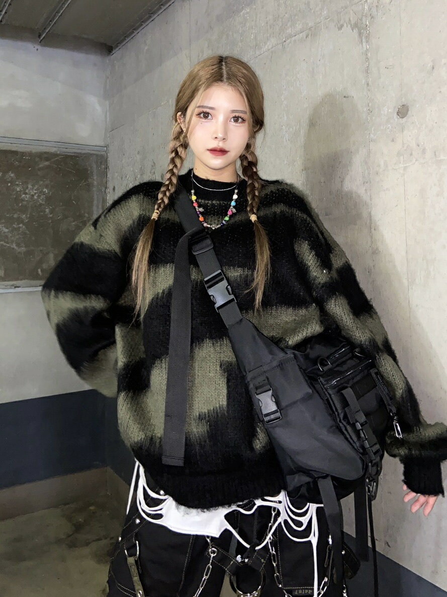 正規品【 XU pattern knit 2 (2color) 】 エックスユー ニット ゼブラニット セーター 秋服 冬服 Pressing pressing...