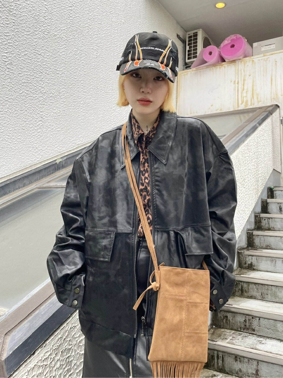 乐天商城 - 正規品【 XU tie-dye leather jacket 】 エックスユー ジップジャケット ジップアップジャケット アウター レザージャケット レザー ジャケット 羽織 秋服 冬服 タイダイジャケット タイダイレザージャケット Pressing pressing プレッシング プレッシングウェブショップ