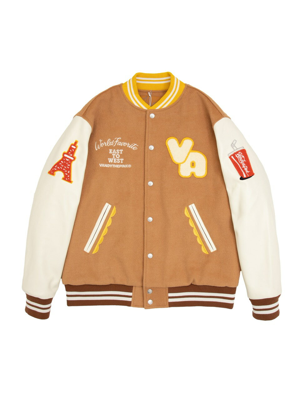 正規品【 VANDY THE PINK CHARR BURGER VARSITY JACKET 】 ヴァンディーザピンク ジップジャケット ジップアップジャケット スタジャン バーシティジャケット アウター 羽織 ウールジャケット Pressing pressing プレッシング プレッシングウェブショップ