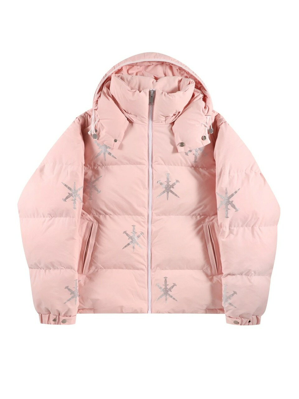 楽天Pressing正規品【 UNKNOWN LONDON PINK ALL OVER SILVER DAGGER RHINESTONE PUFFER JACKET 】 アンノウンロンドン ペディン パファー ダウン パファー ペディン アウター ダウンジャケット ダウン ジャケット 羽織 秋服 冬服 ジャンパー ダウンベスト パファーベスト ペディンベスト