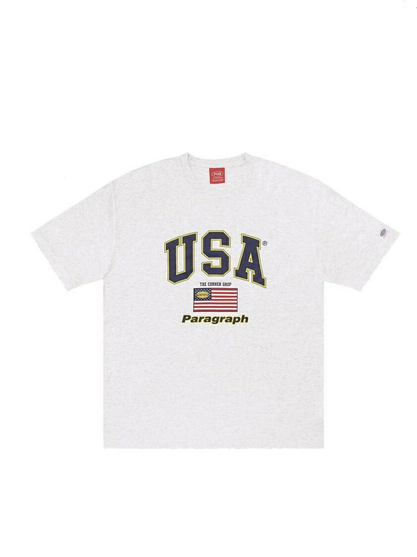 正規品【 PARAGRAPH 029 USA ARCH LOGO TEE 】 パラグラフ Tシャツ 半袖　半袖トップス ロゴT カラーT 刺繍T オーバーサイズ ビッグシルエット Pressing pressing プレッシング プレッシングウェブショップ